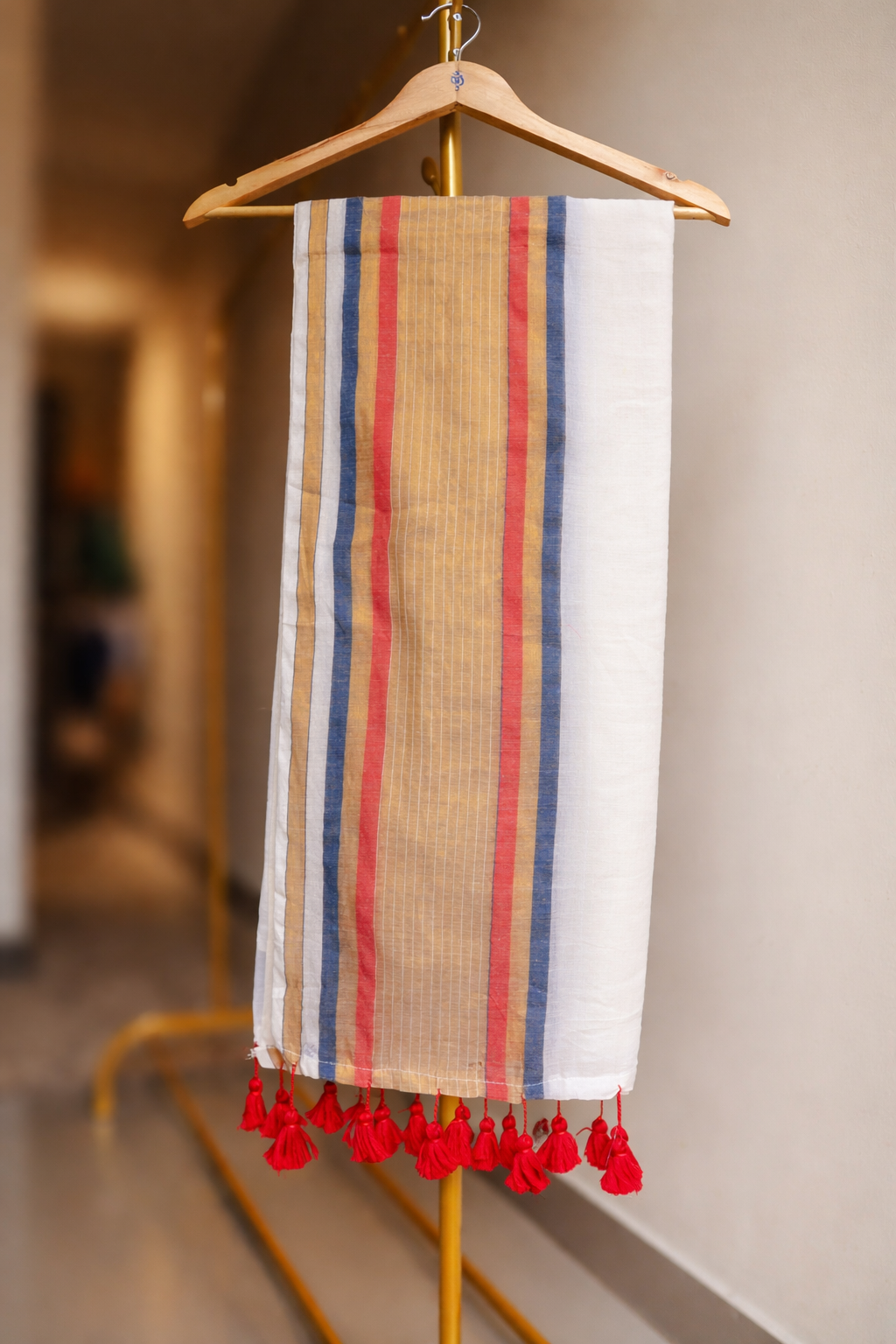 Golden Stripe Mul Cotton Saree