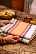 Golden Stripe Mul Cotton Saree